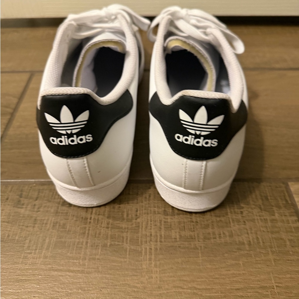 Adidas Superstar ADV White Sneakers with Black Stripes and Gold Accents - Picture 4 of 10
